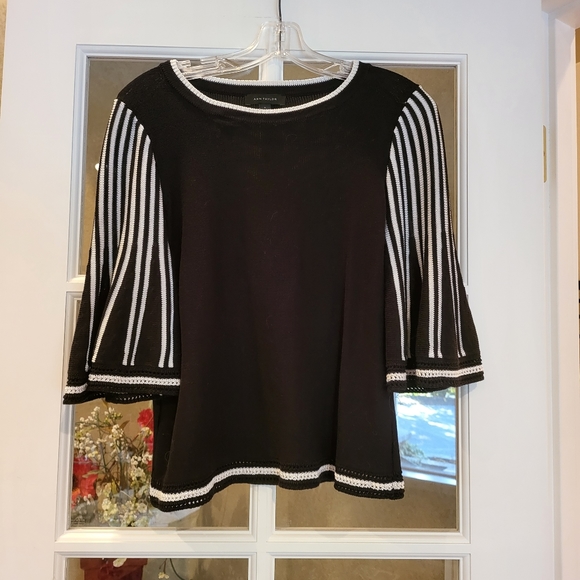 Ann Taylor Sweaters - Ann Taylor Bell Sleeve Knit Top - Black & White